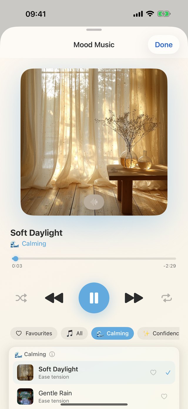 Mood Music inside the Signalkind app