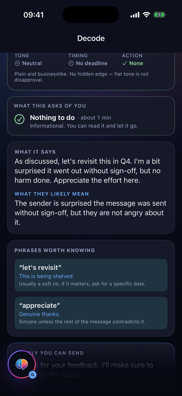 Decode explaining what a received message actually means